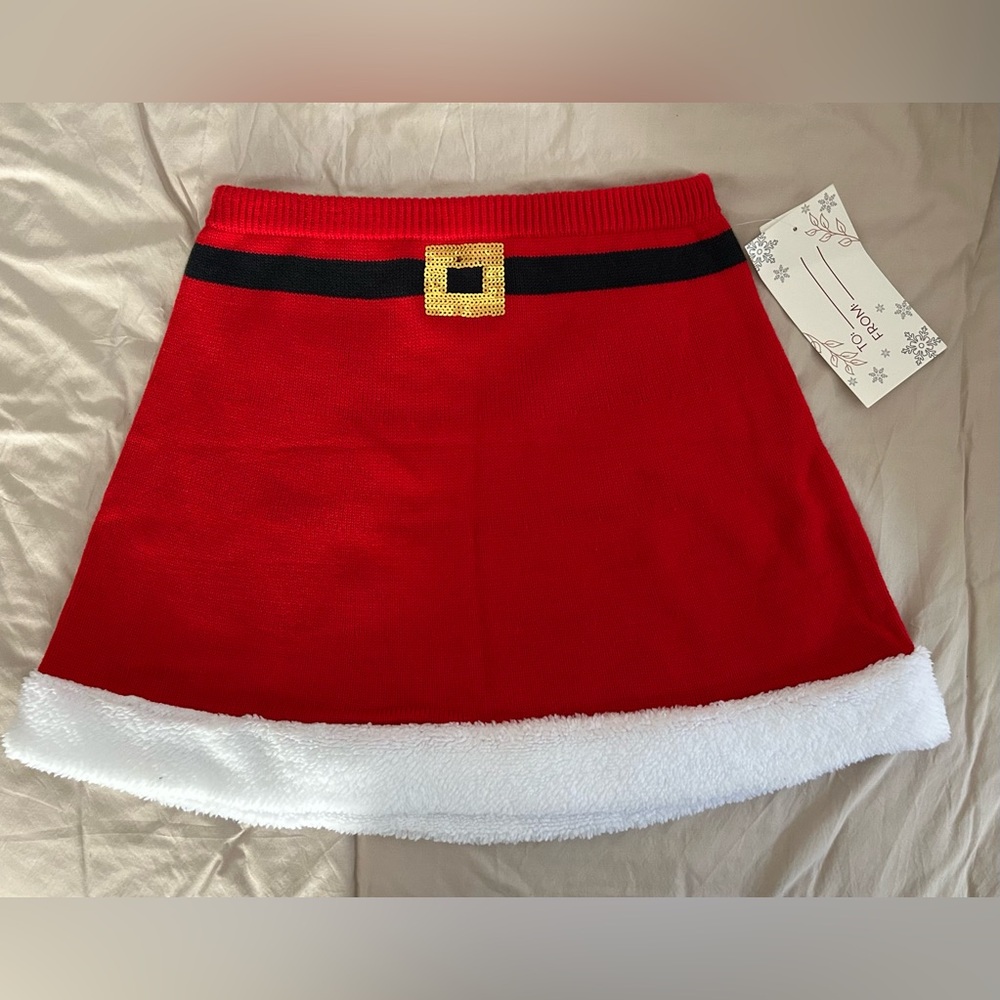 NWT Planet Gold Mrs. Clause Knit Mini Skirt Size Large